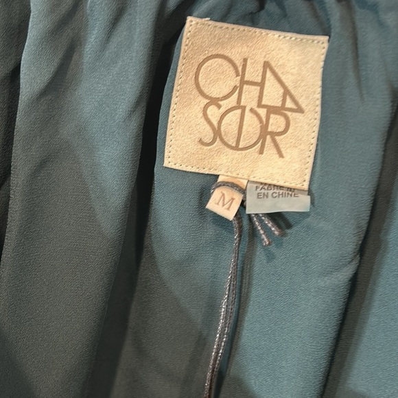 CHASER x revolve casual could shoulder long sleeve silk mini dress lined medium - Picture 6 of 9